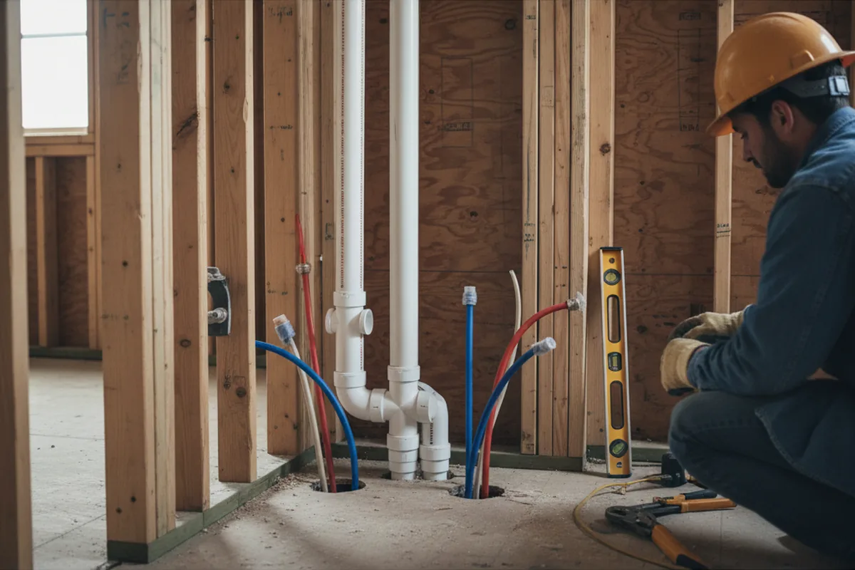 Drain and supply rough-in during Drain Cleaning in Stewartsville